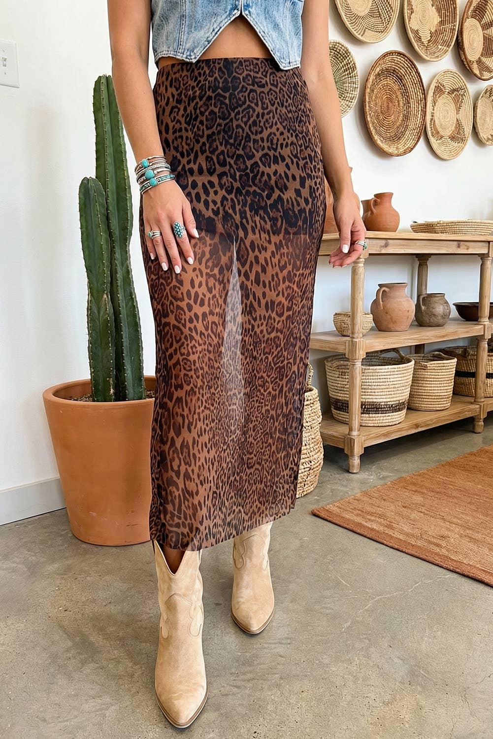 LDC Leopard The Untamed Shift Sheer Maxi Skirt