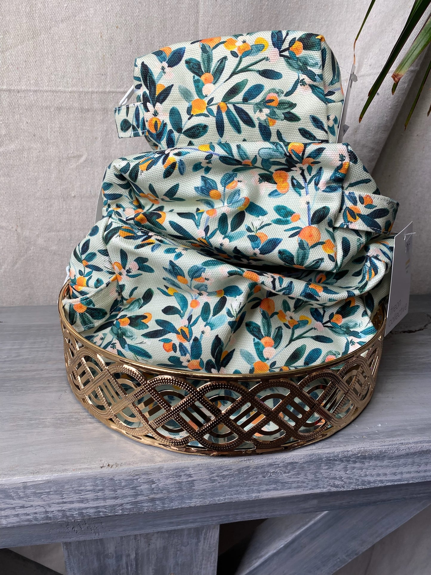 Toiletry Bag – Sage Citrus | Cotton Canvas Makeup & Travel Bag