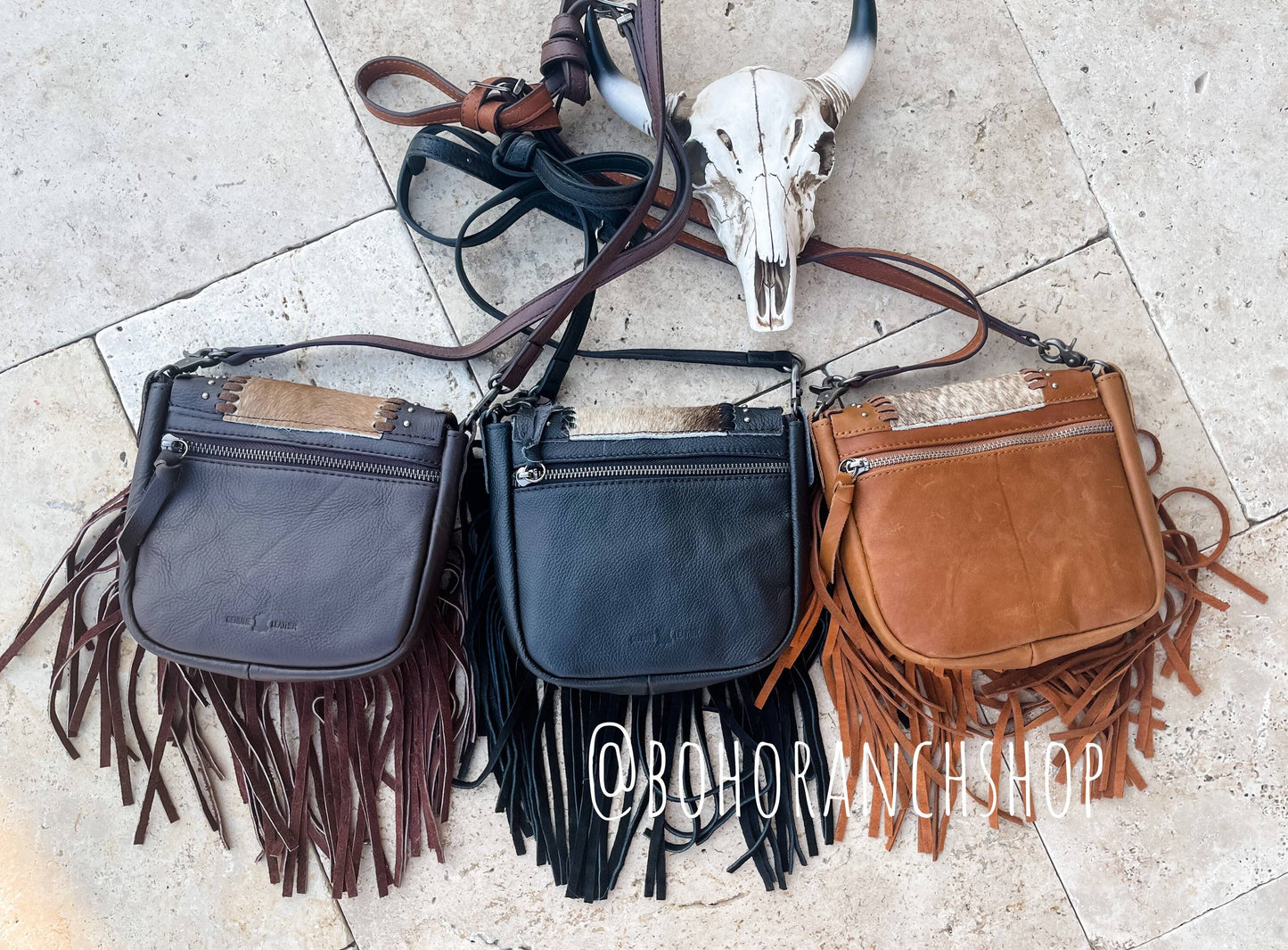 Studded Leather Cowhide Crossbody Messenger