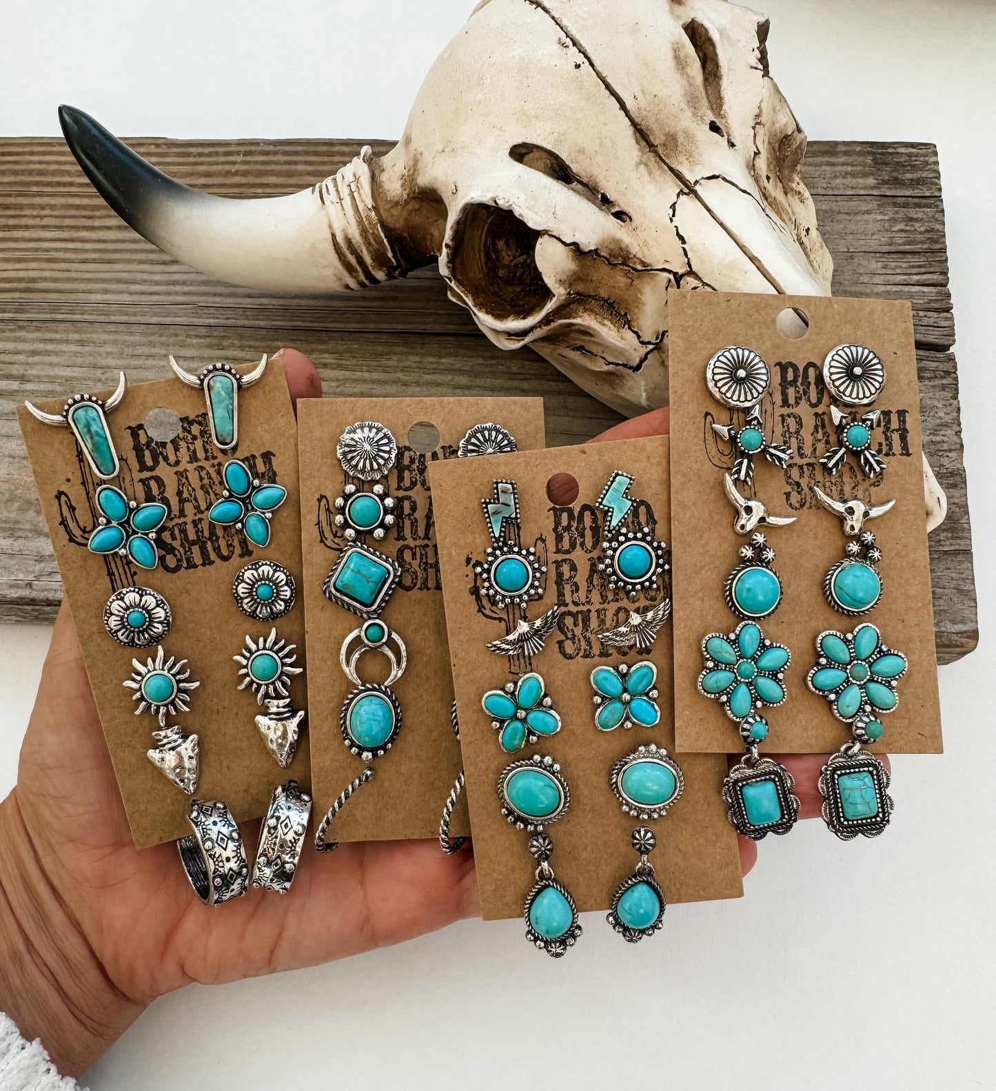 6 Pair Western Navajo Style Stud Earring Set Earrings