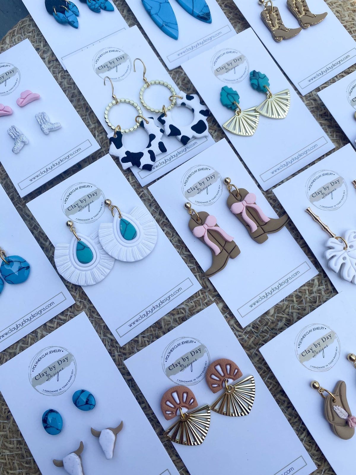 Turquoise Earring Set - western cowgirl polymer clay