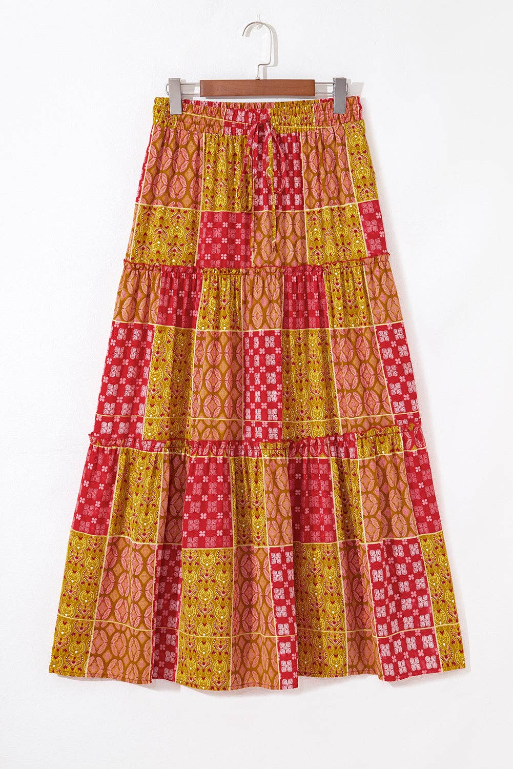 PRETTY BASH Paisley Ruffle Tiered Maxi Skirt