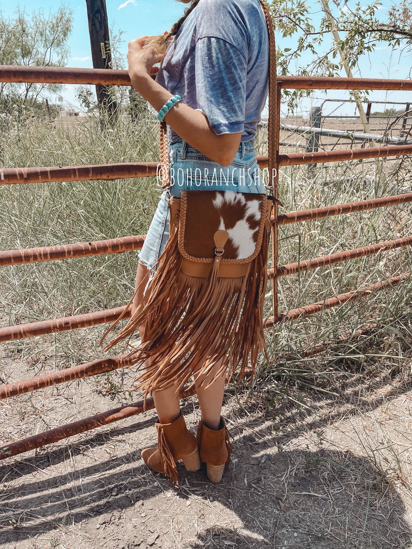 THE NANCY CROSSBODY Genuine Hairon Cowhide Leather Tassel