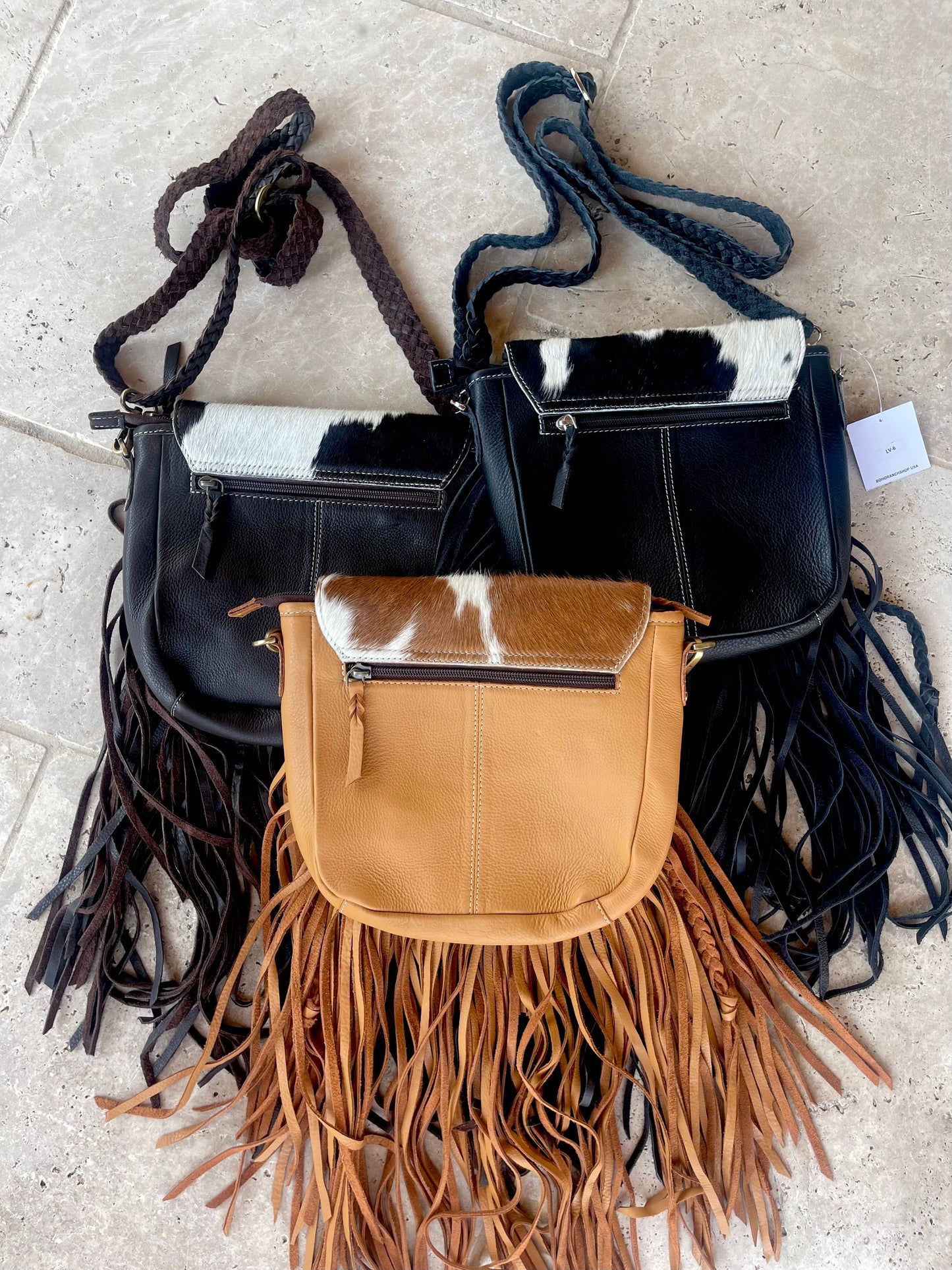 THE NANCY CROSSBODY Genuine Hairon Cowhide Leather Tassel