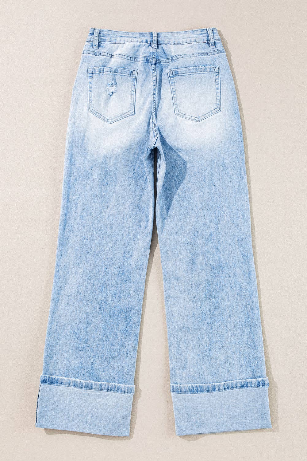 PRETTY BASH Distressed Denim Straight Leg Jeans