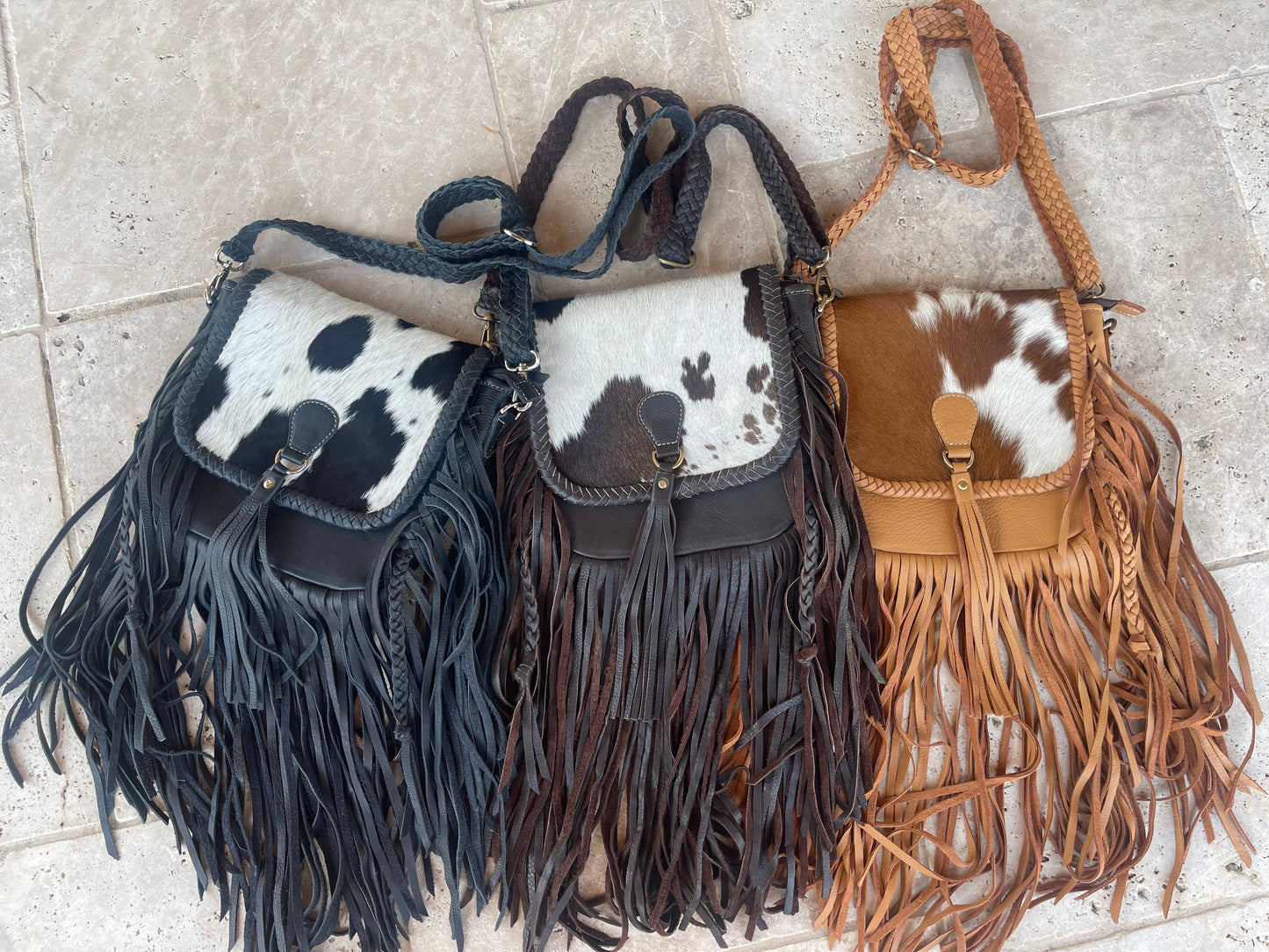 THE NANCY CROSSBODY Genuine Hairon Cowhide Leather Tassel