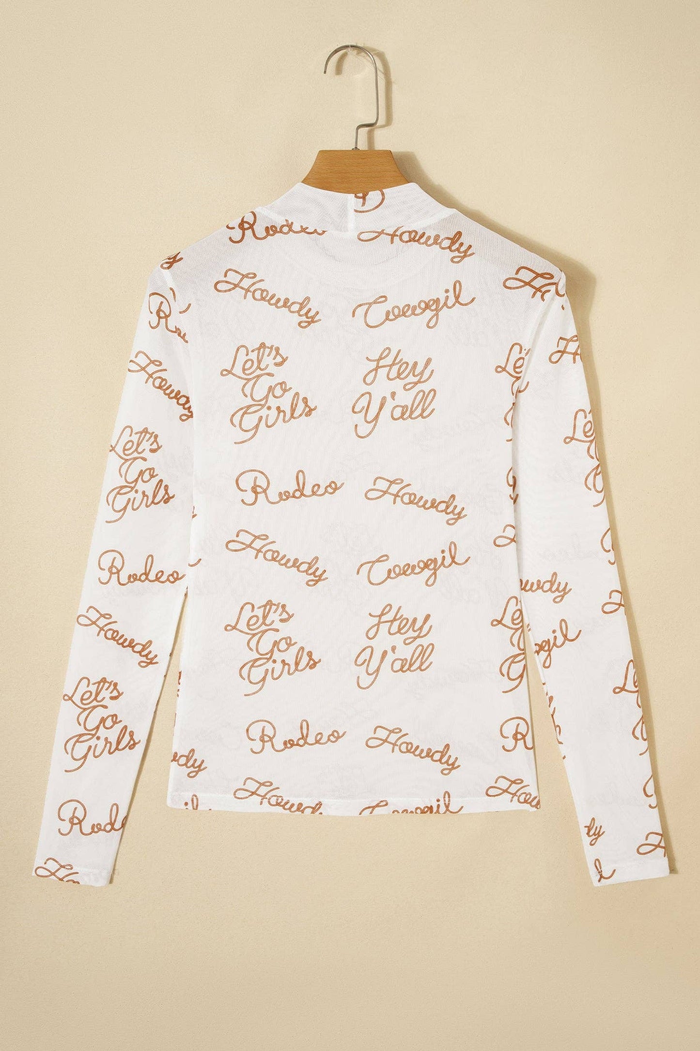 PRETTY BASH Western Mesh High Neck Long Sleeve Top