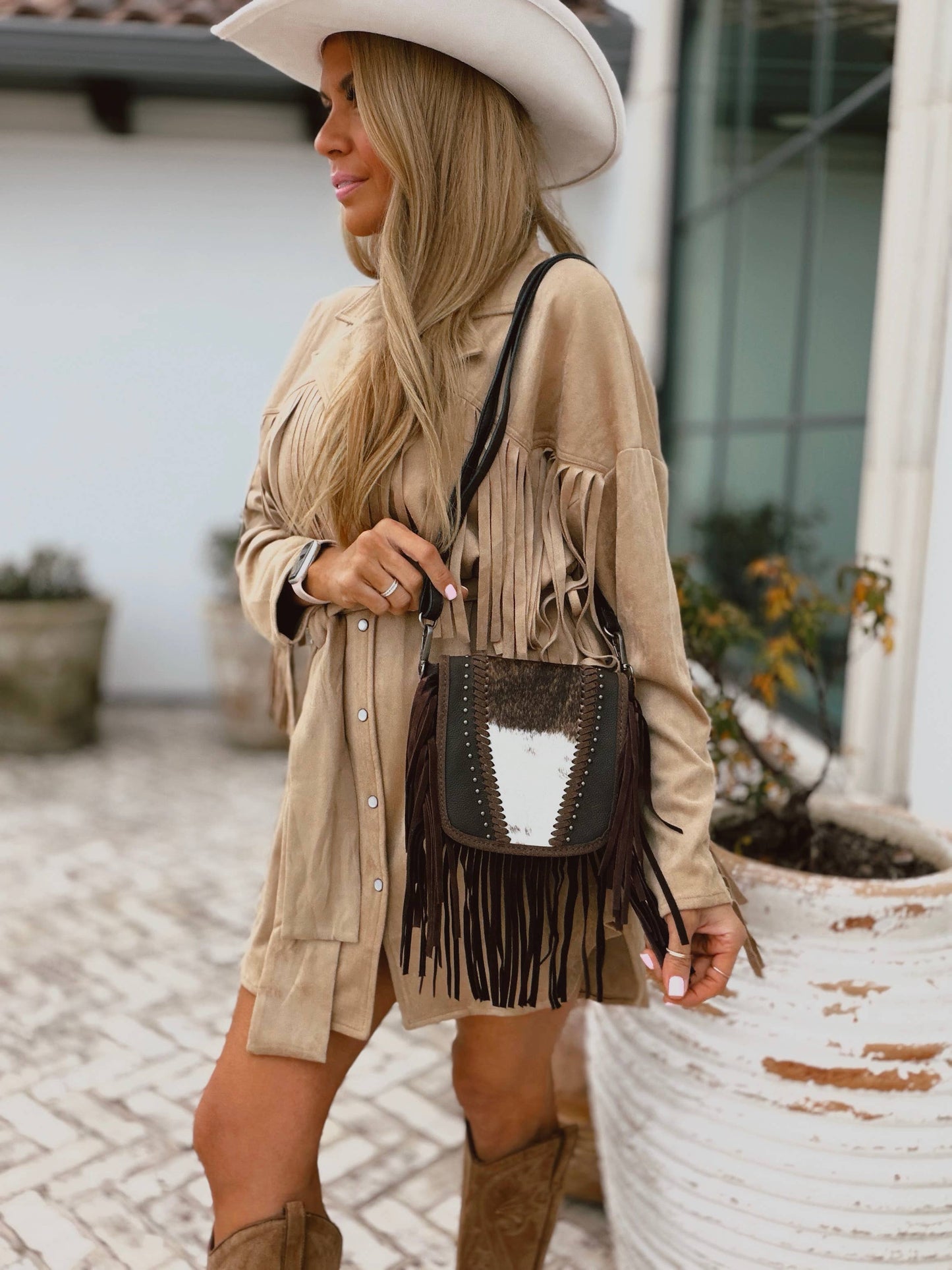 Studded Leather Cowhide Crossbody Messenger