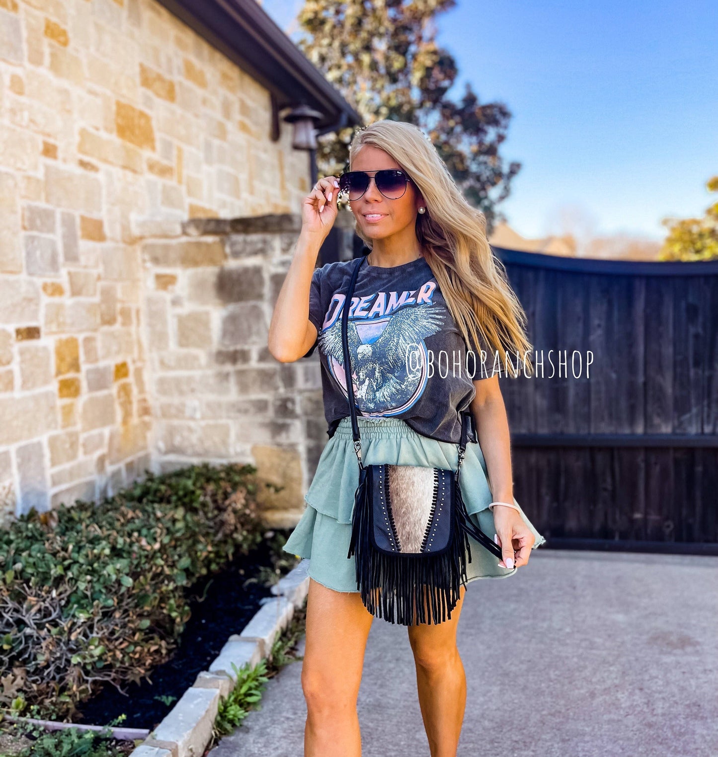 Studded Leather Cowhide Crossbody Messenger