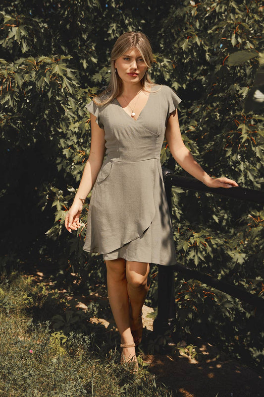 Alex Dress - Mocha Linen
