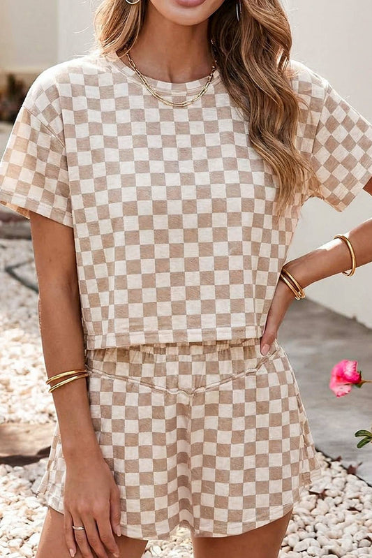 LDC Checkerboard T Shirt and Skorts 2 Piece Outfit