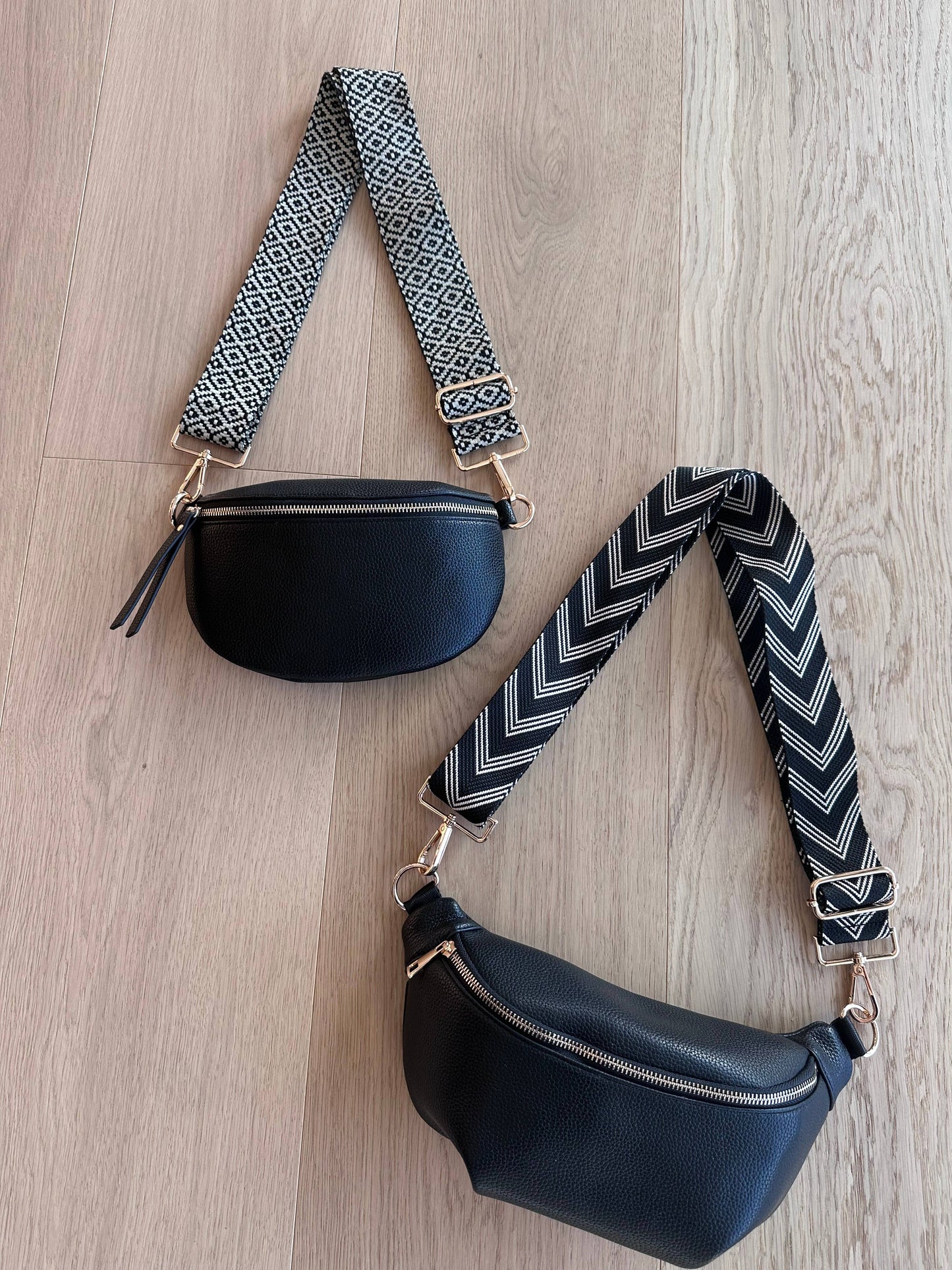Crossbody handbag black purse bum bag large oversize leather