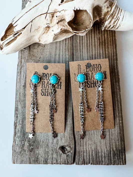 Western Star Dangle Earrings - Howdy - Yeehaw
