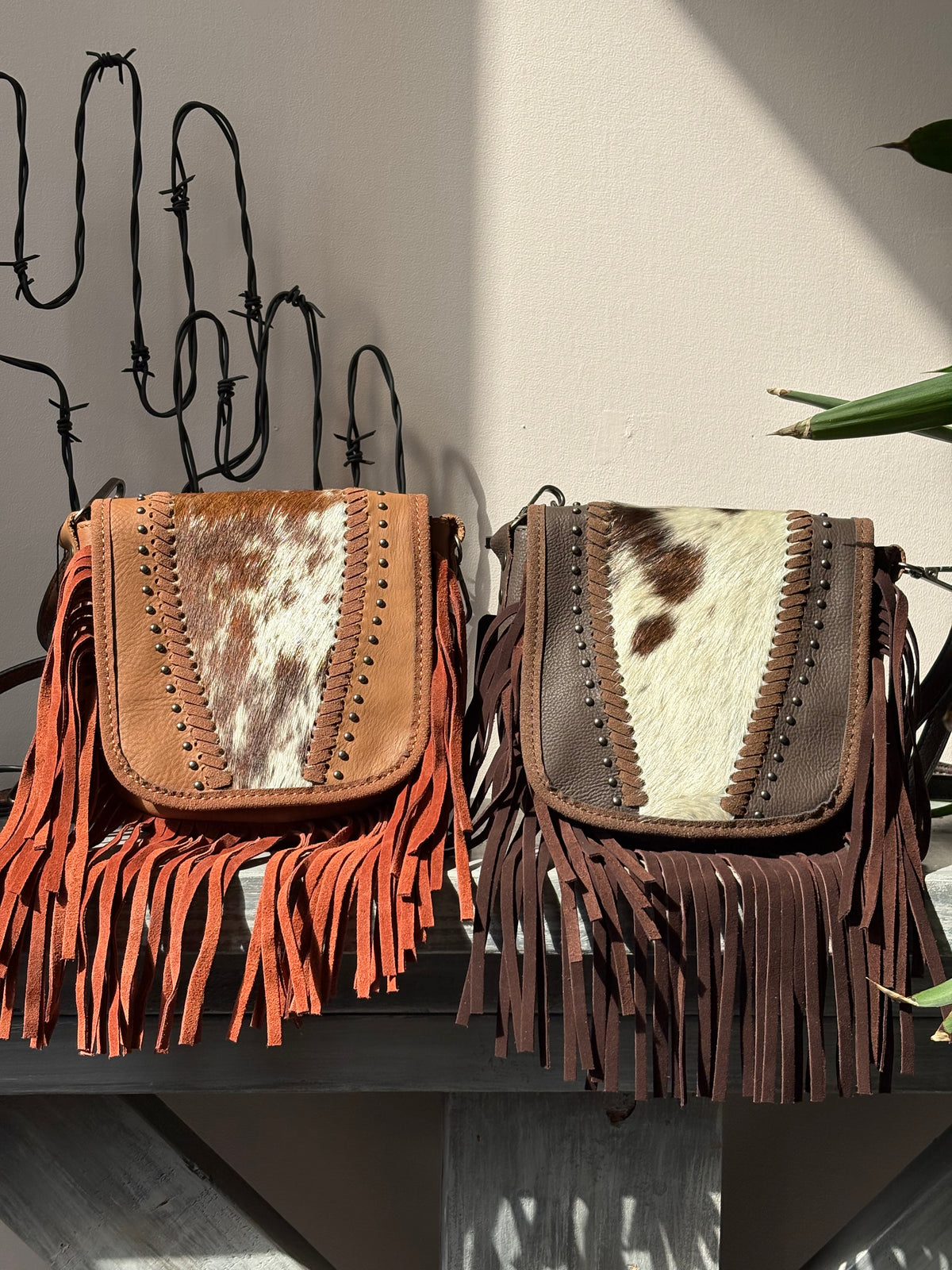 Studded Leather Cowhide Crossbody Messenger