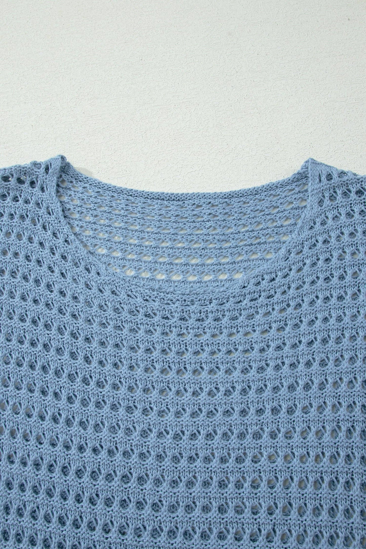 PRETTY BASH Solid Crochet Knit Long Sleeve Sweater