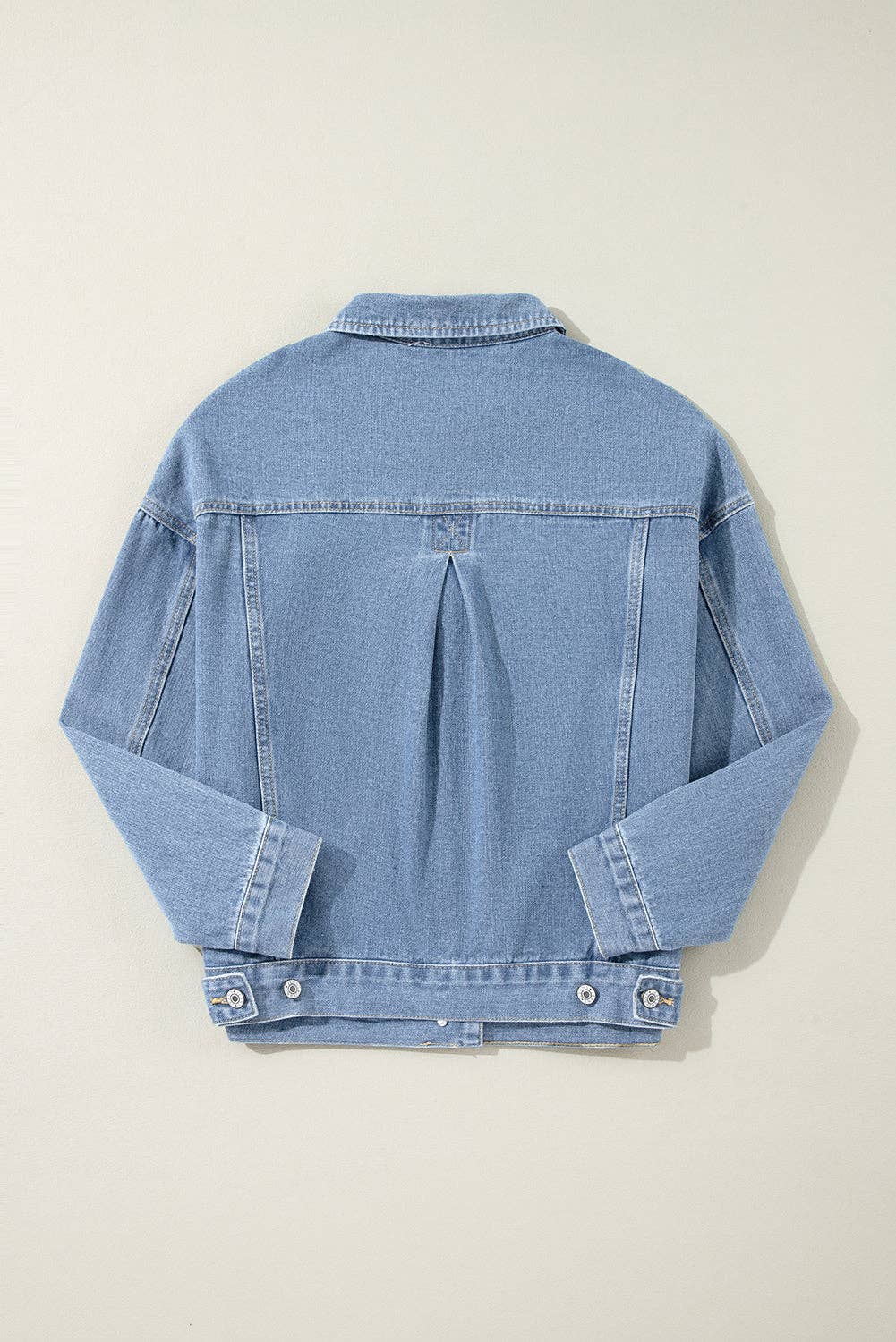 PRETTY BASH Stripe Denim Chest Pocket Oversize Jacket