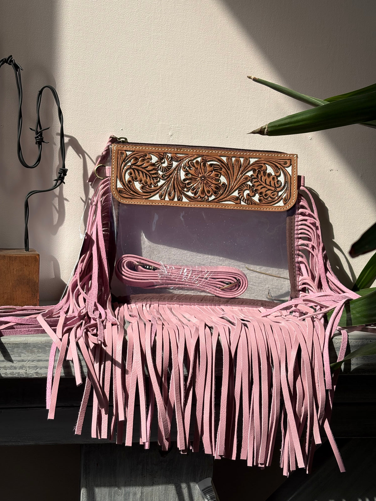 Hand Tooled Clear Purse Crossbody - Concert Game Day Stadium
