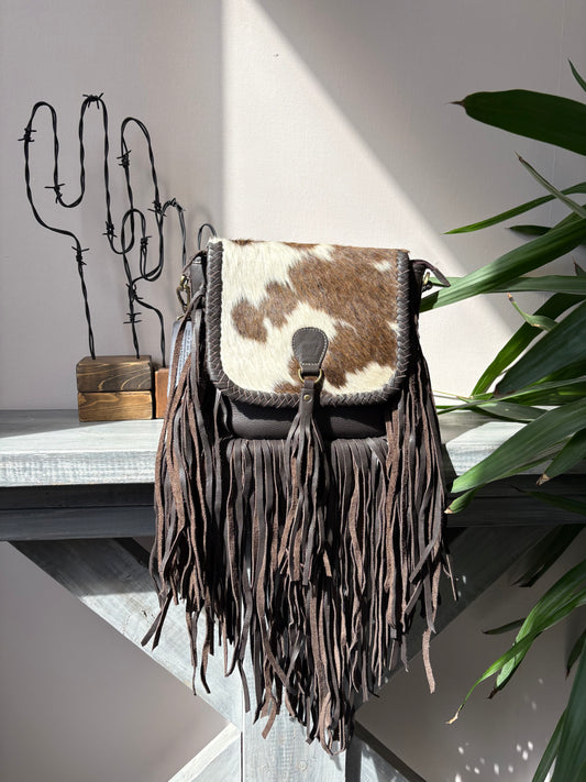 THE NANCY CROSSBODY Genuine Hairon Cowhide Leather Tassel