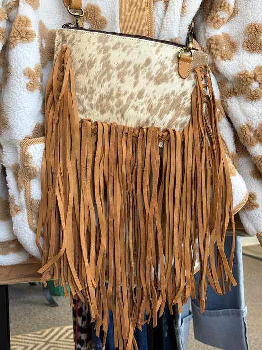 THE JESSE CROSSBODY cowhide fringe tassel purse bag