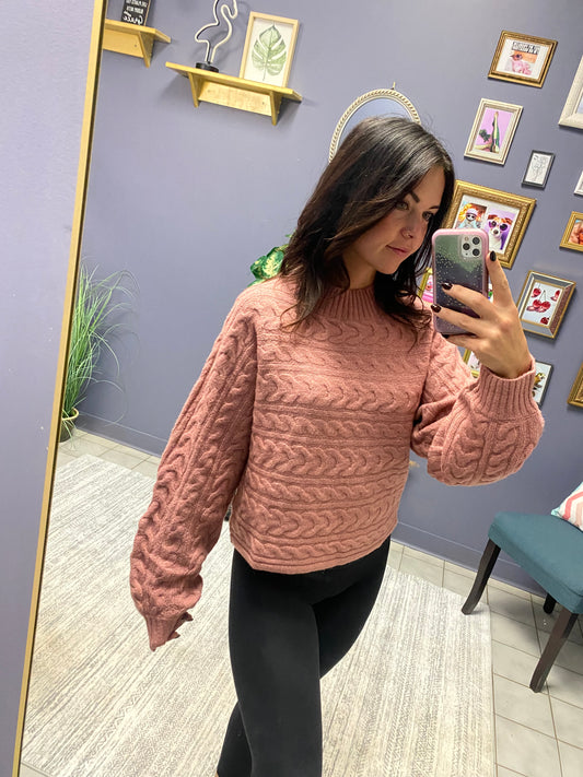 Pink Cable Knit Sweater