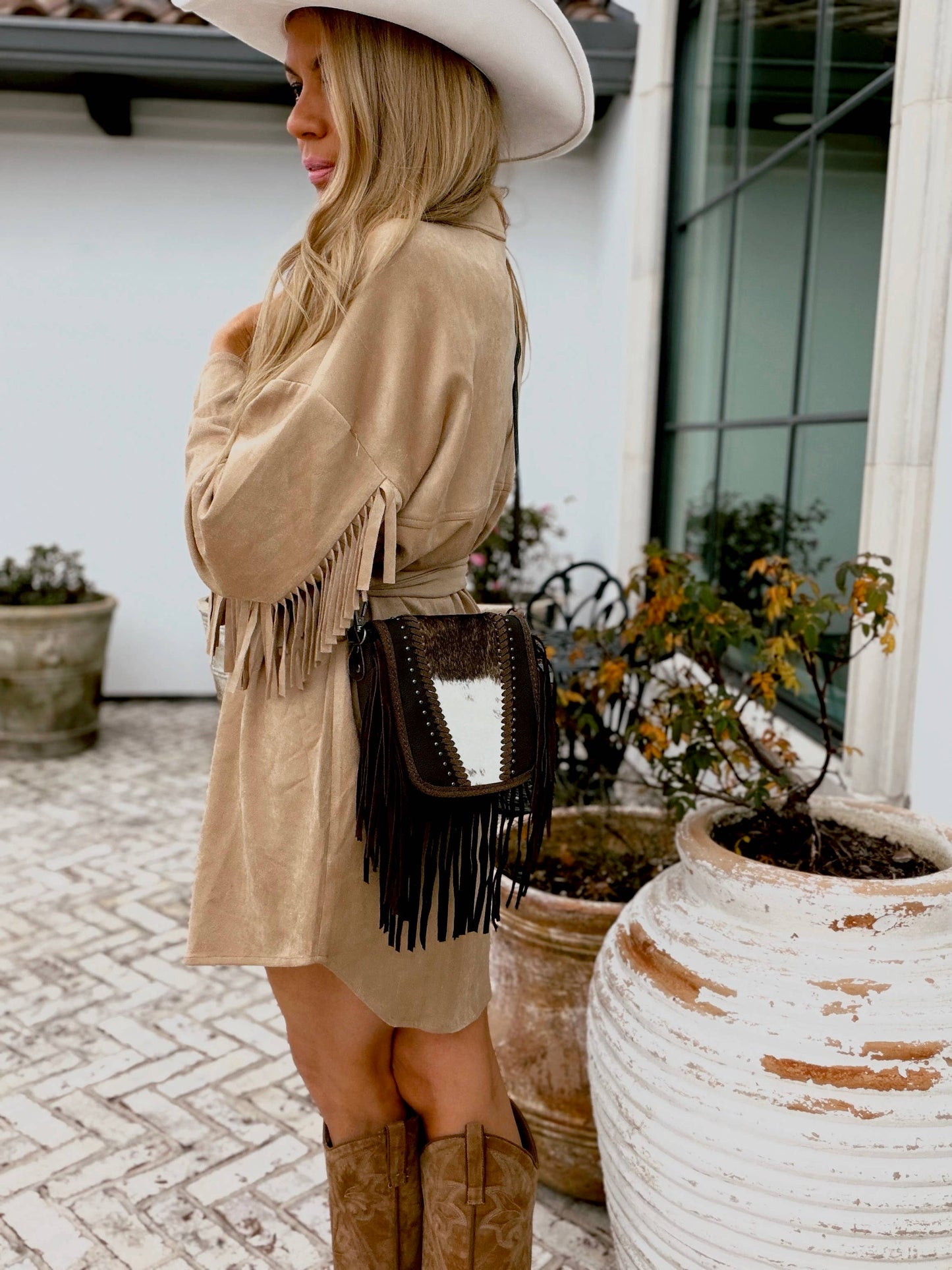 Studded Leather Cowhide Crossbody Messenger