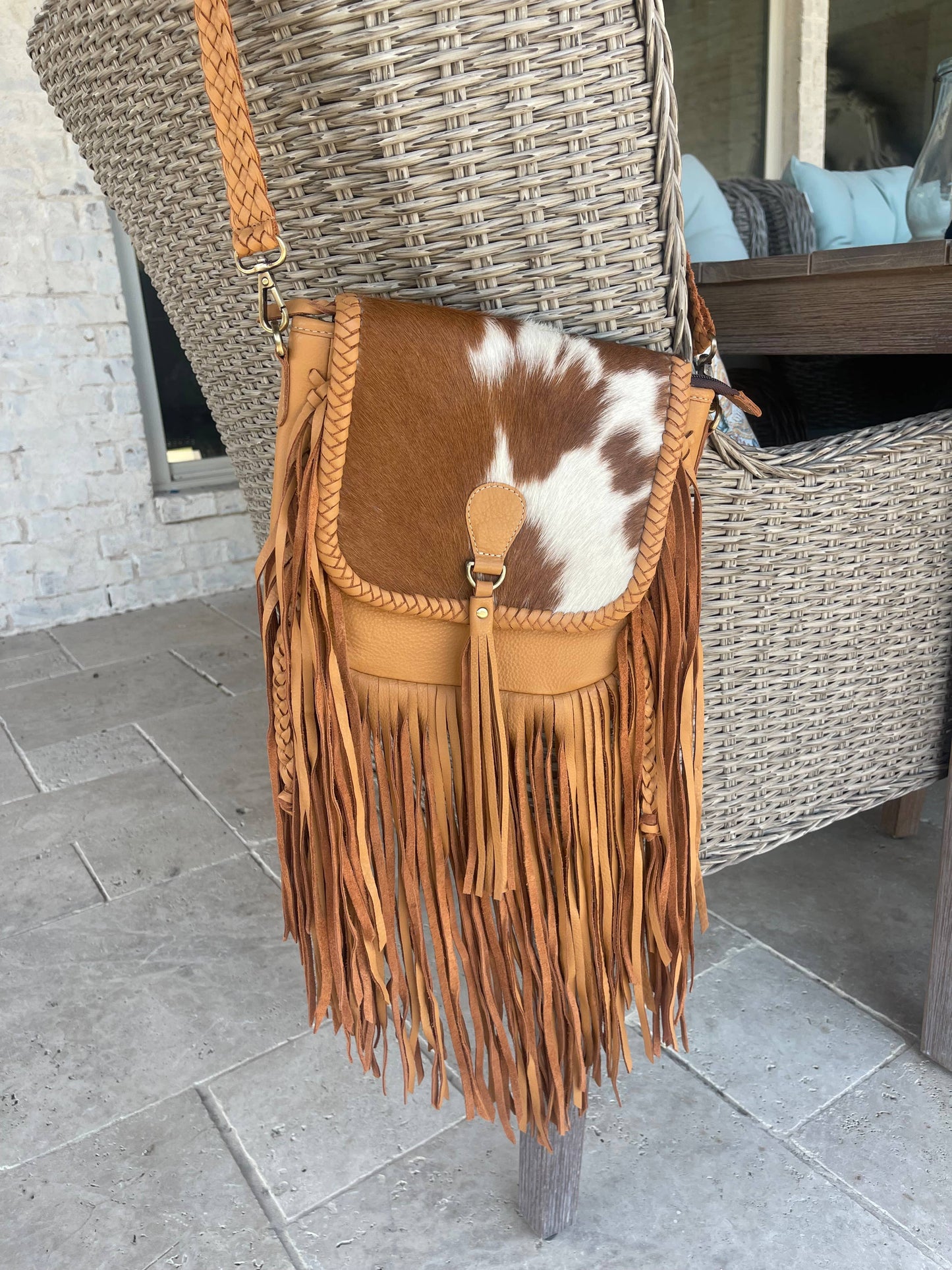 THE NANCY CROSSBODY Genuine Hairon Cowhide Leather Tassel
