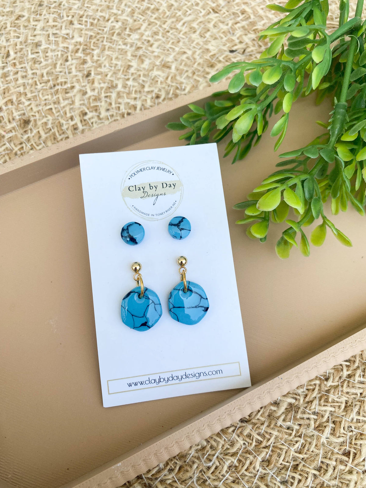 Turquoise Earring Set - western cowgirl polymer clay