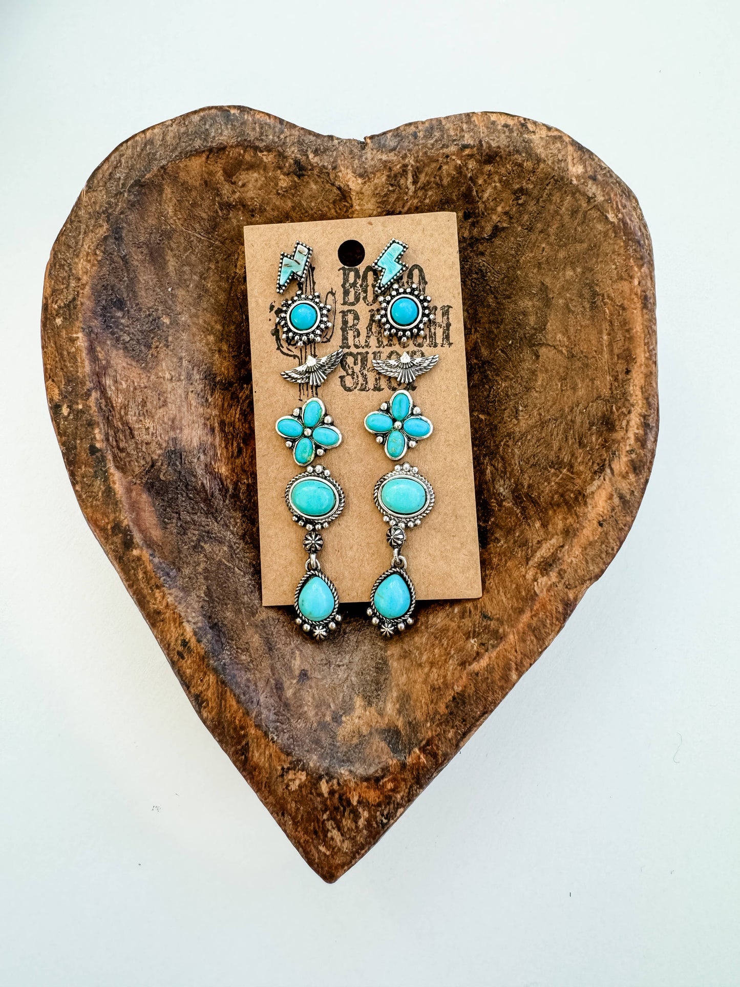 6 Pair Western Navajo Style Stud Earring Set Earrings