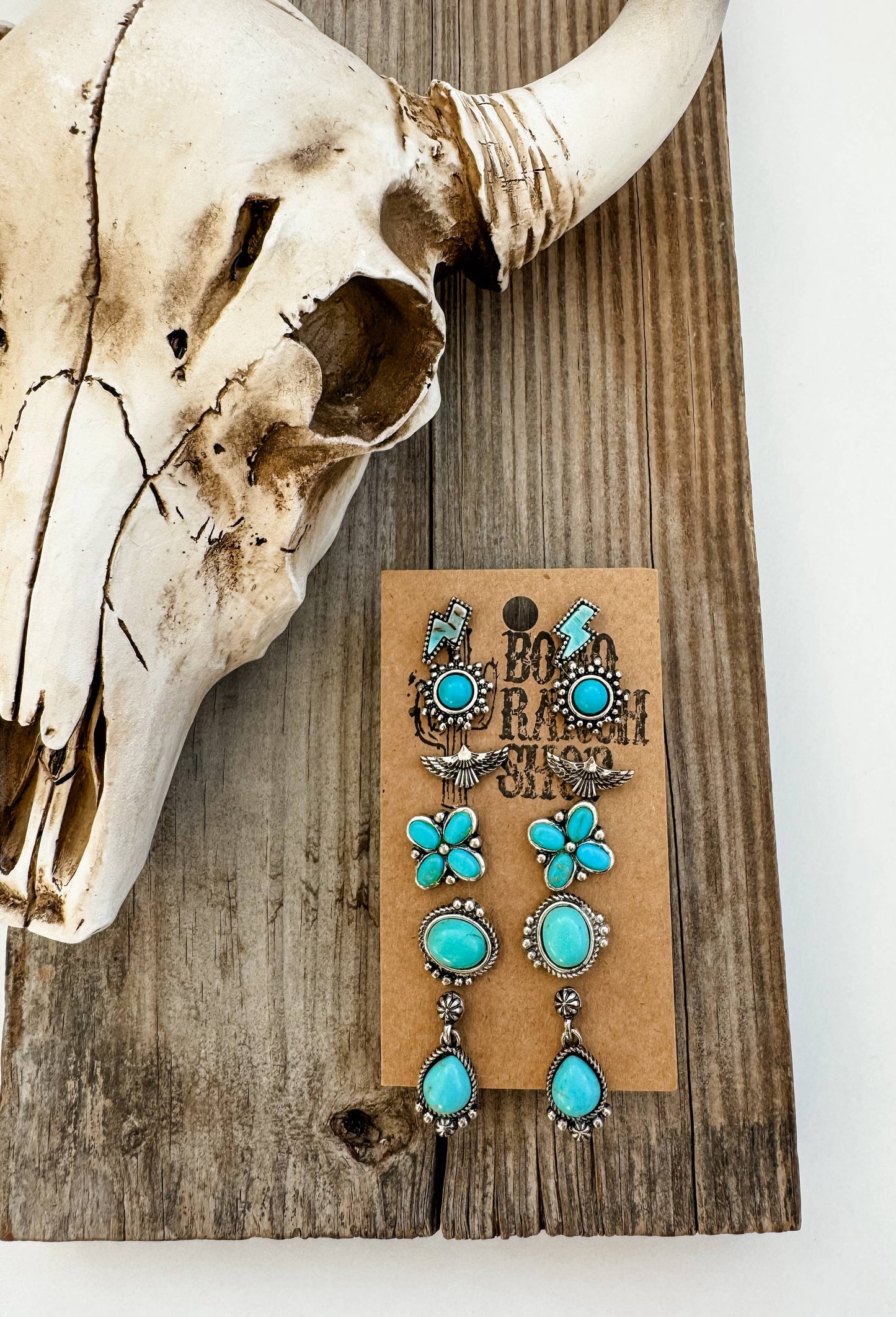 6 Pair Western Navajo Style Stud Earring Set Earrings