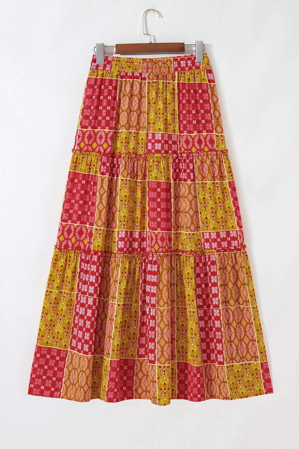 PRETTY BASH Paisley Ruffle Tiered Maxi Skirt