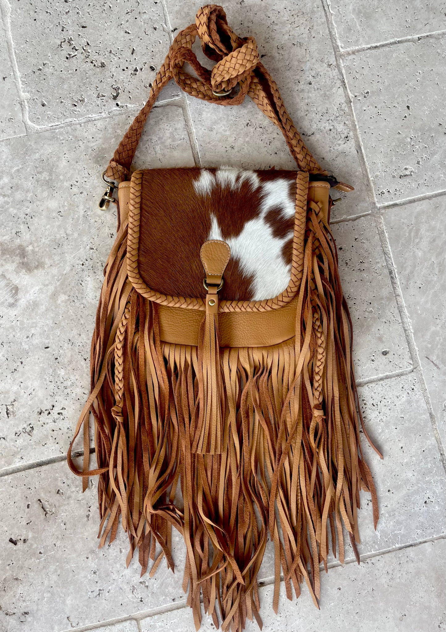 THE NANCY CROSSBODY Genuine Hairon Cowhide Leather Tassel