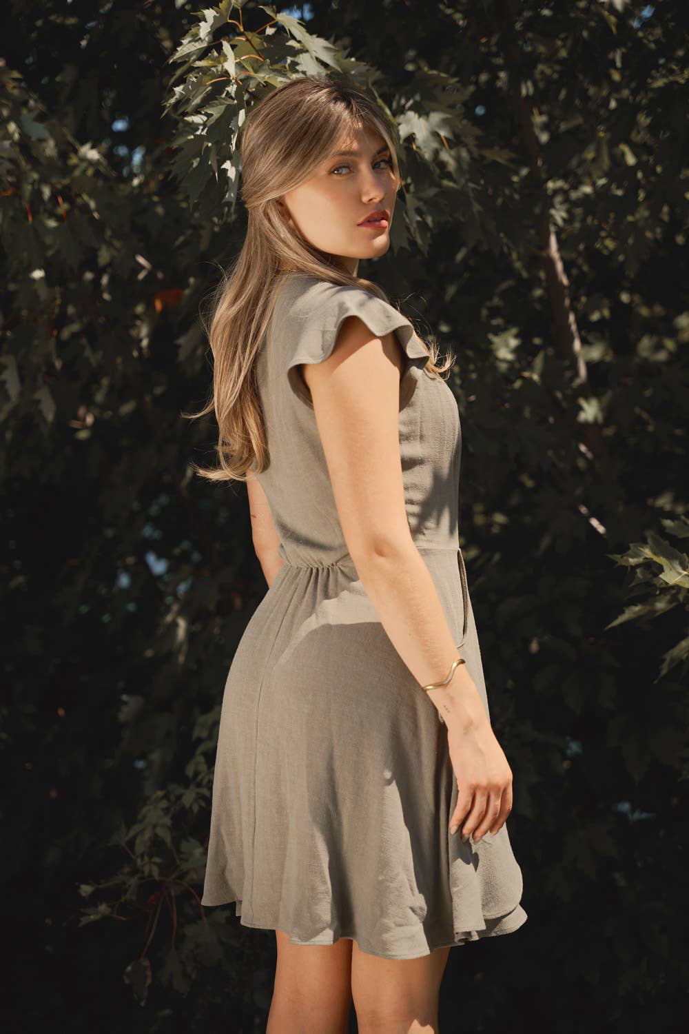 Alex Dress - Mocha Linen