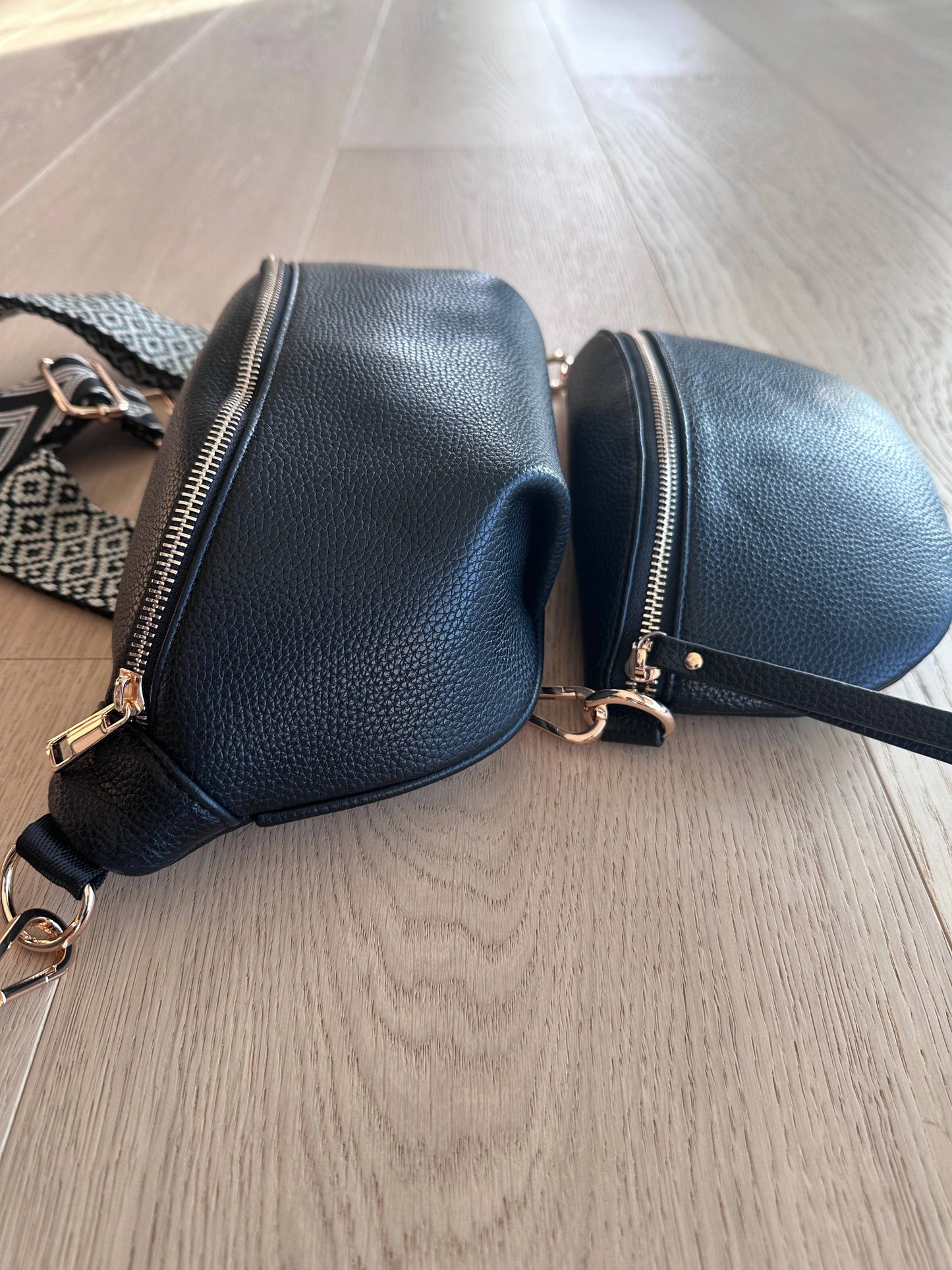 Crossbody handbag black purse bum bag large oversize leather